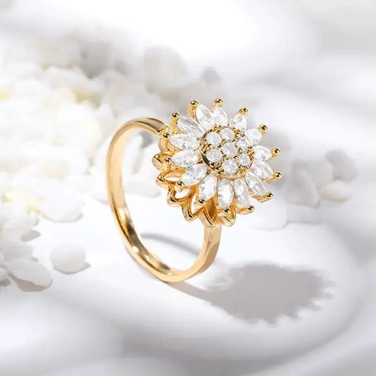 Sunflower Elegance Crystal Rings