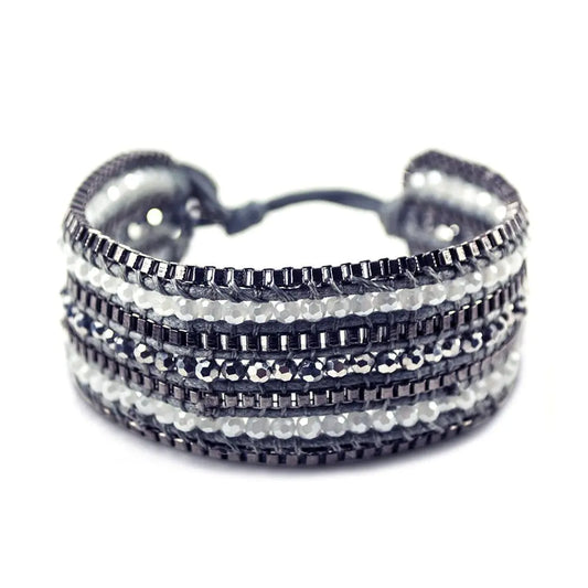 "Coal Looped Bracelet: Hippie Chic Class with a Metallic Finish"