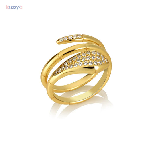 "Sparkling Snake Trio Ring Set"