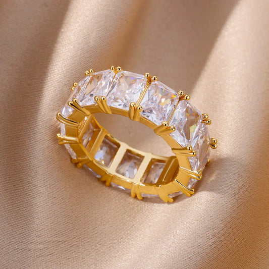 Elegant Rectangle Zircon Rings